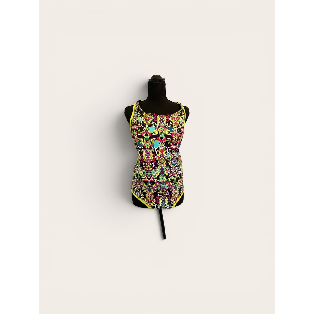 Athleta Womens One Piece Swimsuit Kaleidoscope Paisley Cut Out Racerback Multi